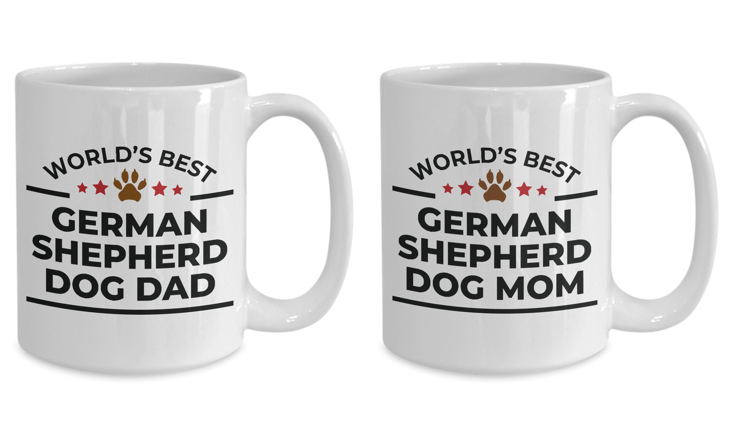 World's Best German Shepherd Dog Mom and Dad Couple Mugs- Set of 2