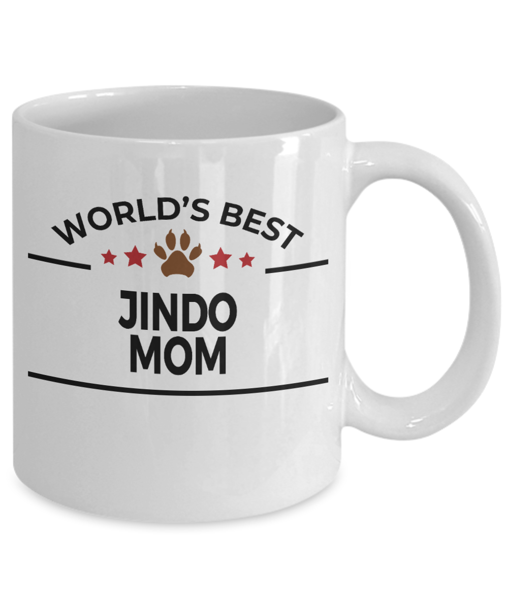Jindo Dog Lover Gift World's Best Mom Birthday Mother's Day White Ceramic Coffee Mug