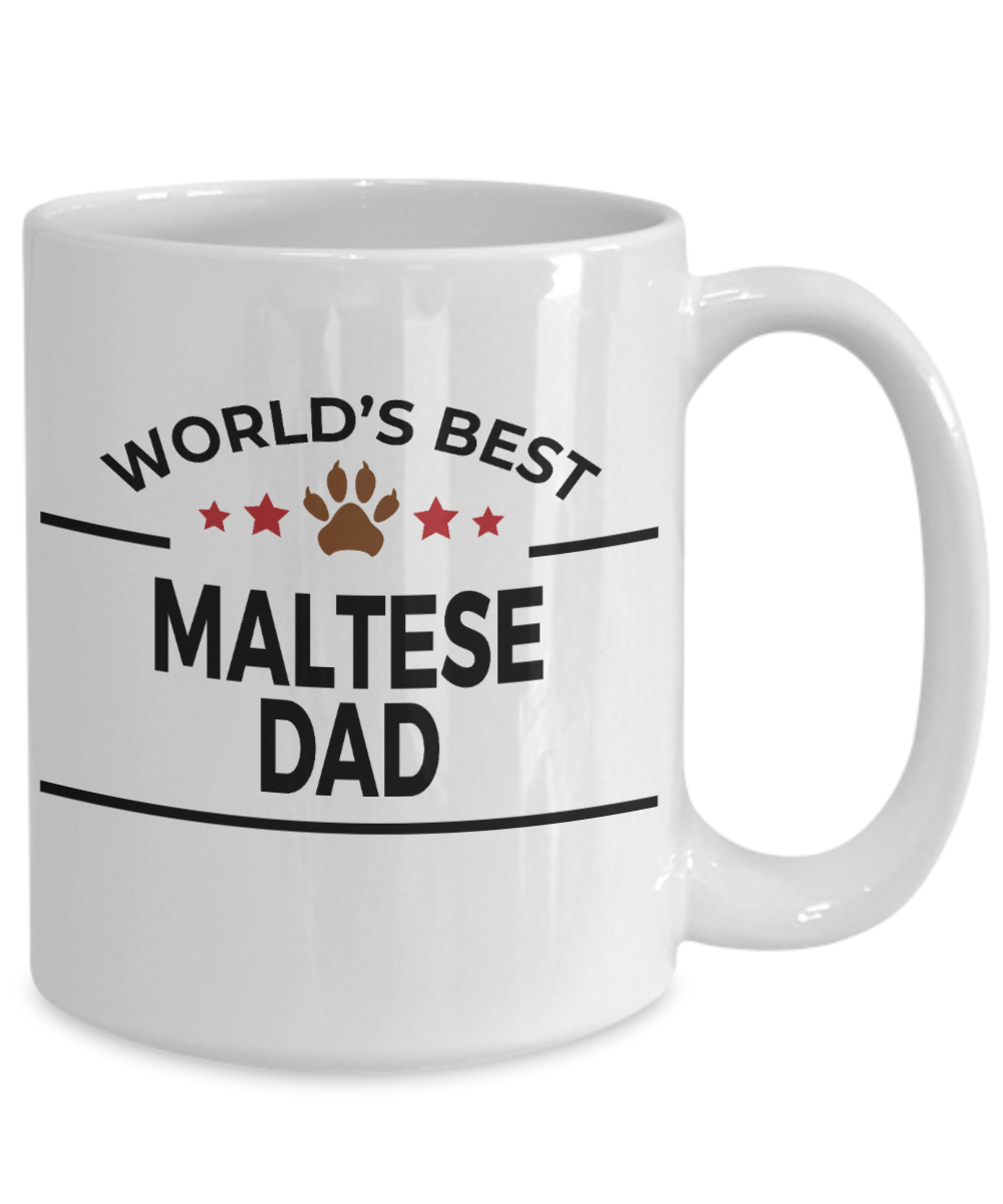 Maltese Dog Lover Gift World's Best Dad Birthday Father's Day White Ceramic Coffee Mug