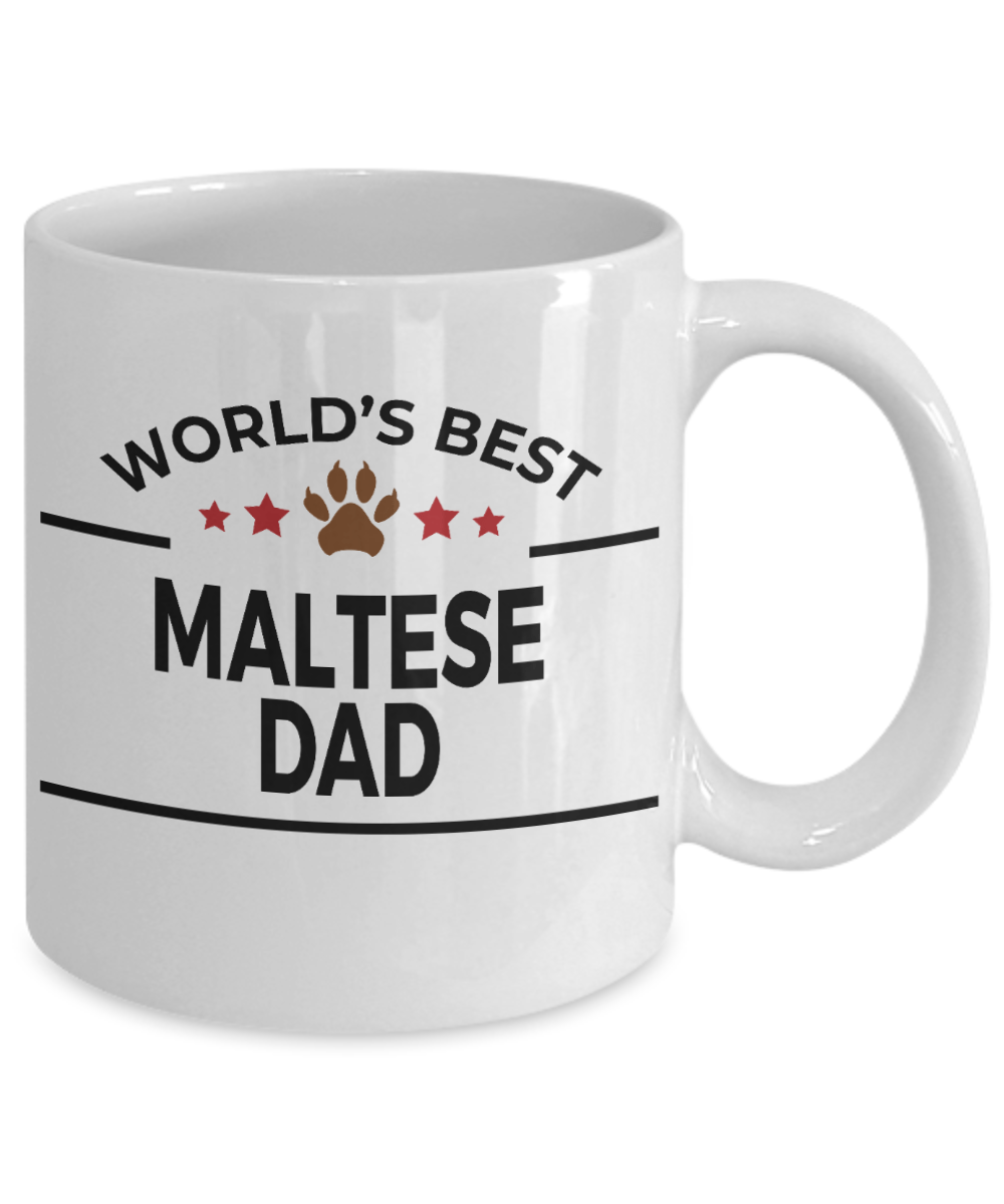 Maltese Dog Lover Gift World's Best Dad Birthday Father's Day White Ceramic Coffee Mug