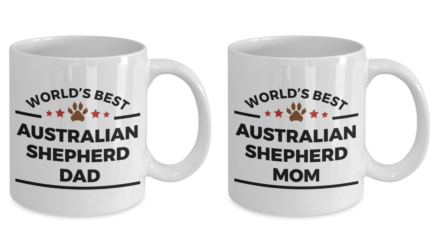 Australian Shepherd Dog Dad and Mom Couples Set of 2 Mugs