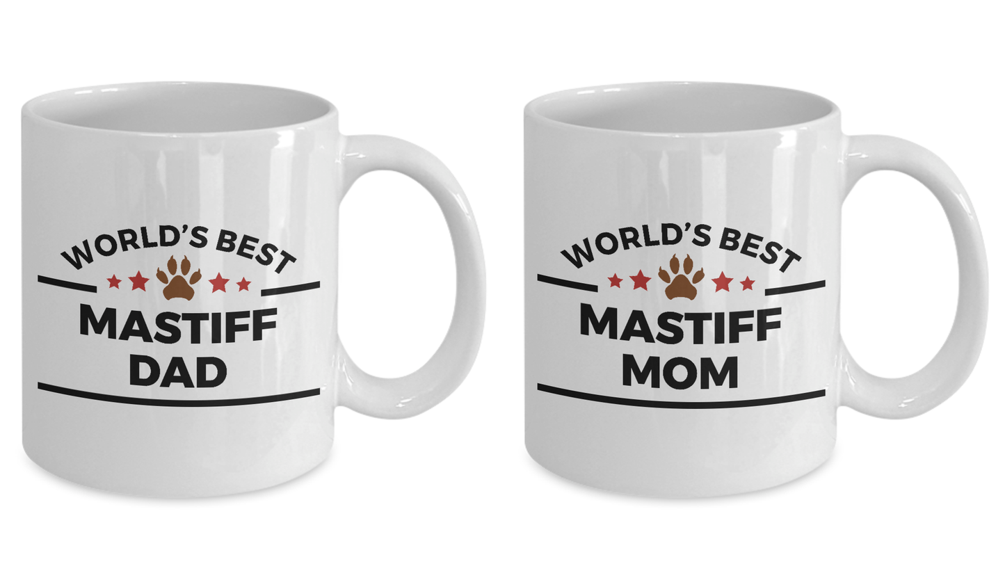 Mastiff Dog Dad and Mom Mugs Set of 2