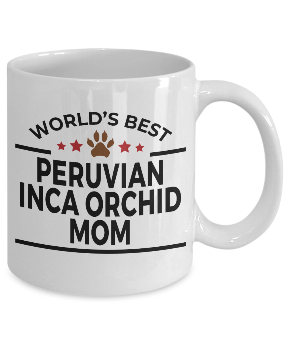 Peruvian Inca Orchid Dog Lover Gift World's Best Mom Birthday Mother's Day White Ceramic Coffee Mug