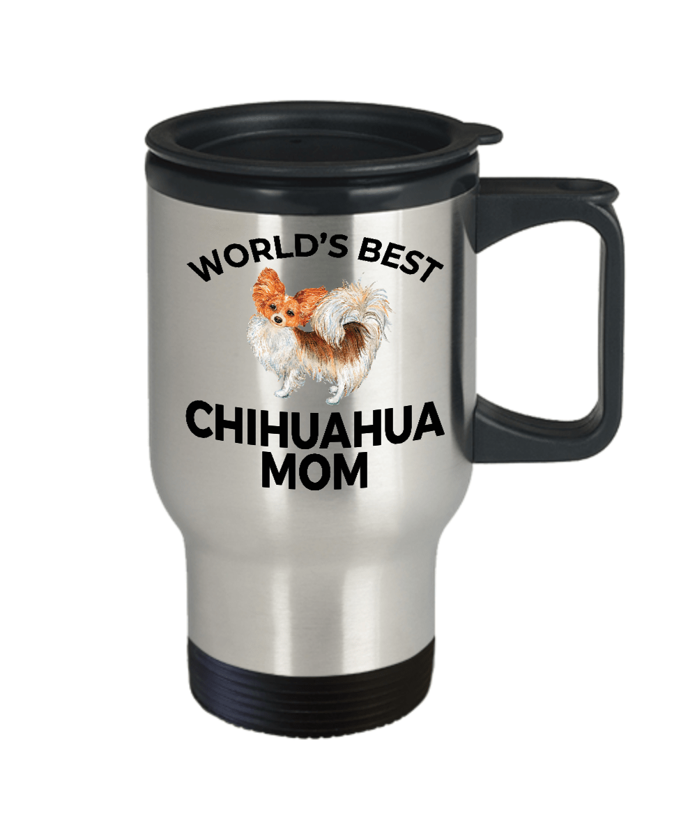 Chihuahua Long Haired Dog Mom Travel Coffee Tea Mug