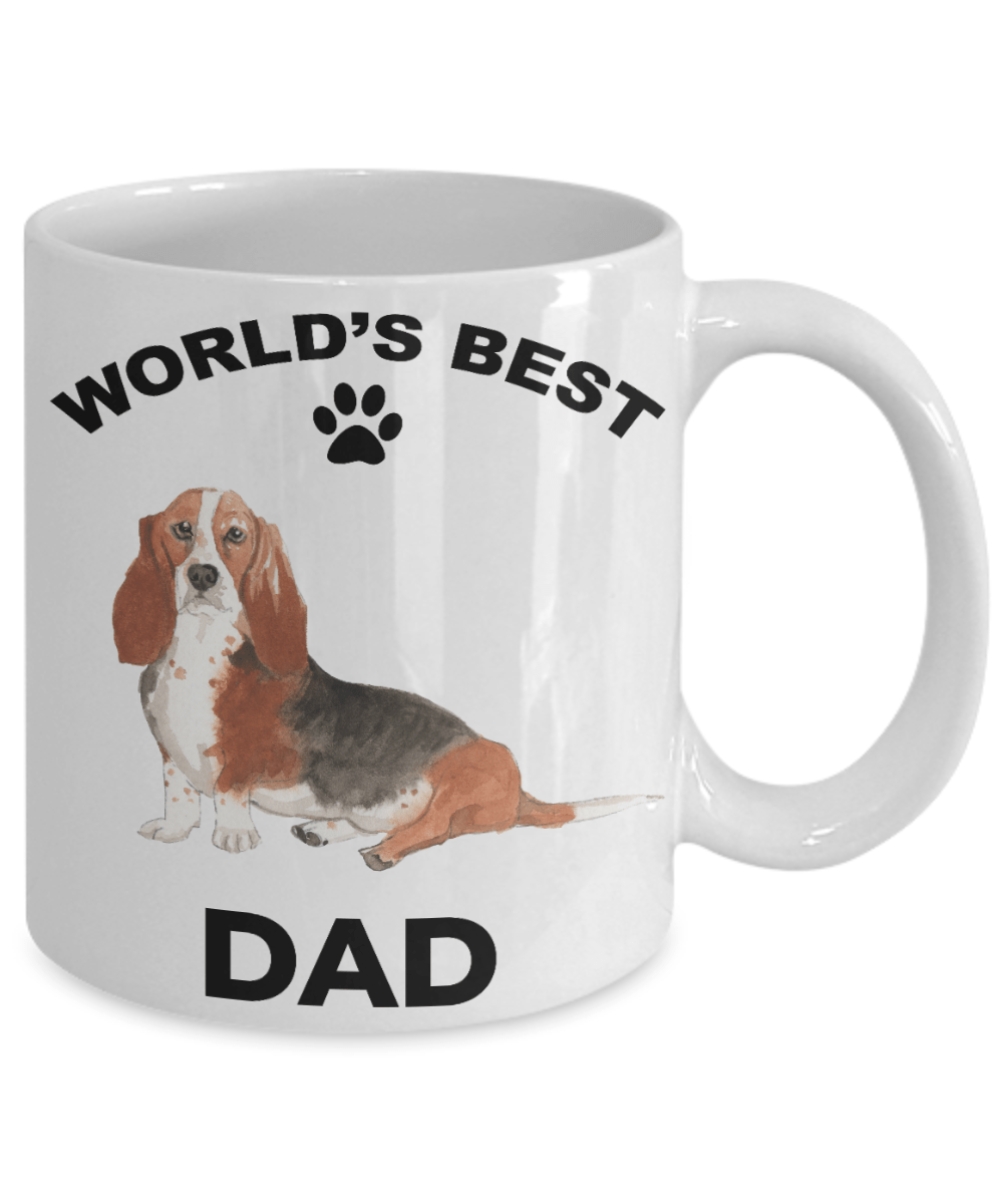 Basset Hound Best Dad Watercolor Print Coffee Mug