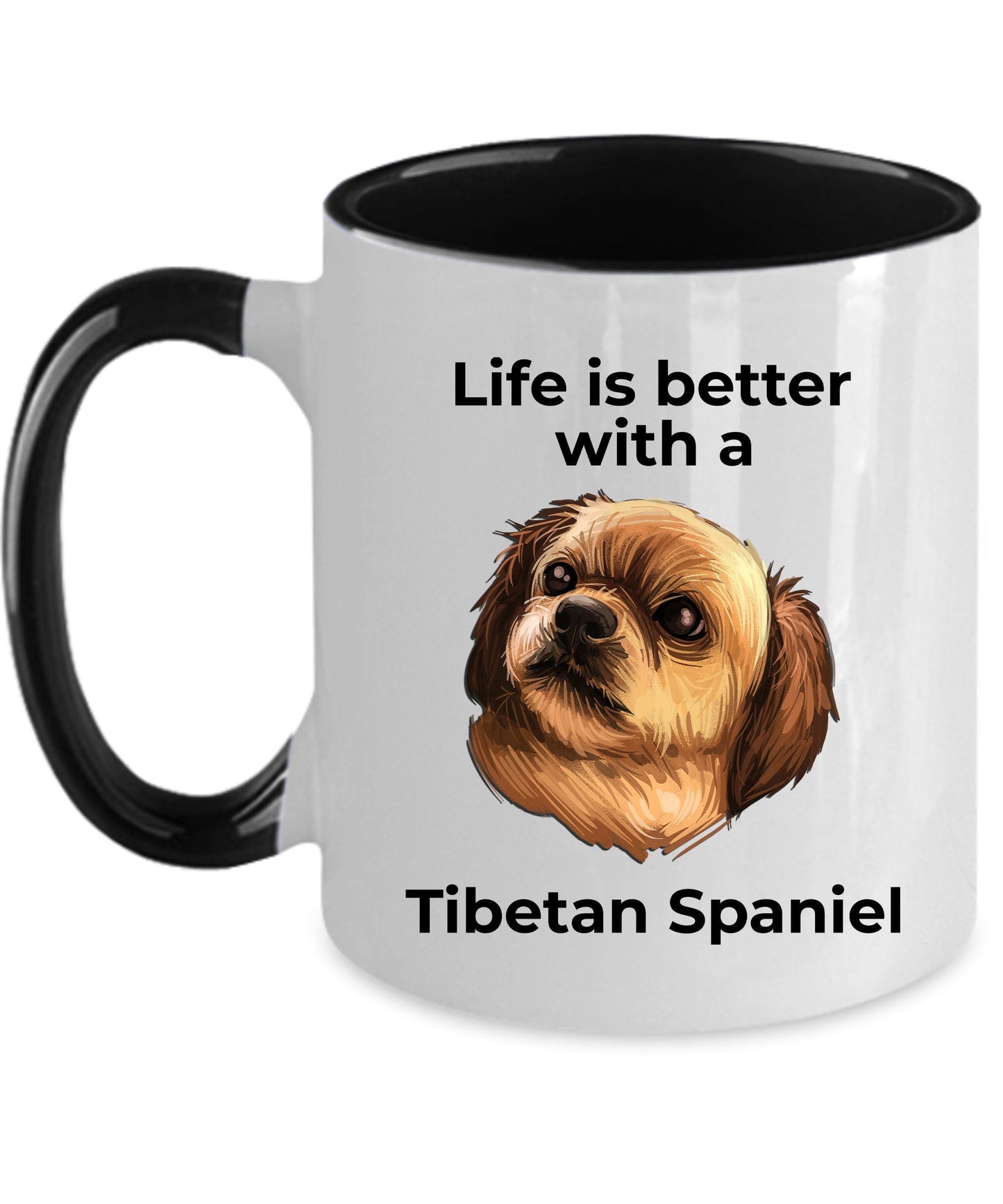 Tibetan Spaniel dog custom coffee mug - Life is Better