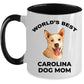 Carolina Best Dog Mom ceramic Coffee Mug white and color two tone
