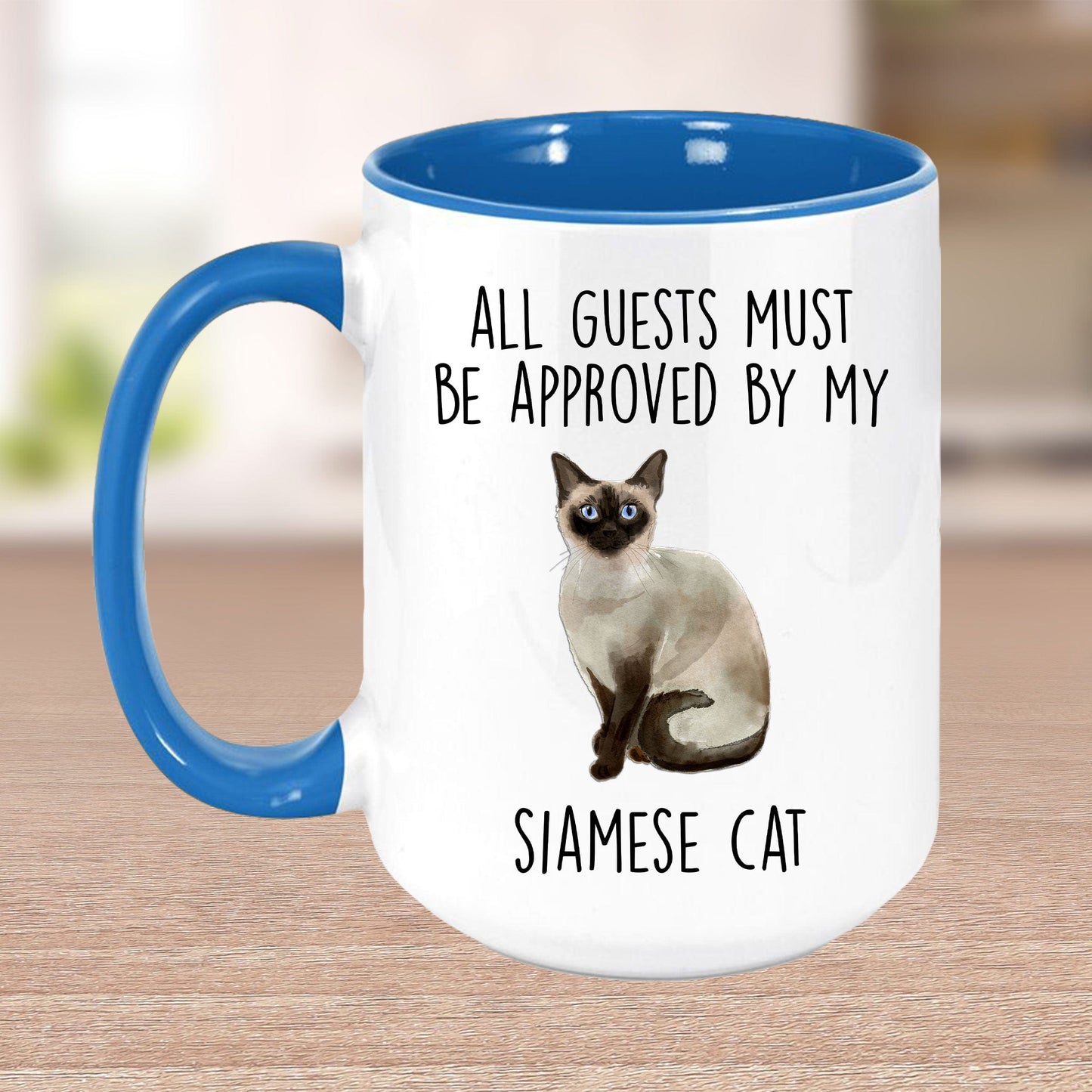 Siamese Cat Funny Ceramic Coffee Mug - All Guests Must Be Approved