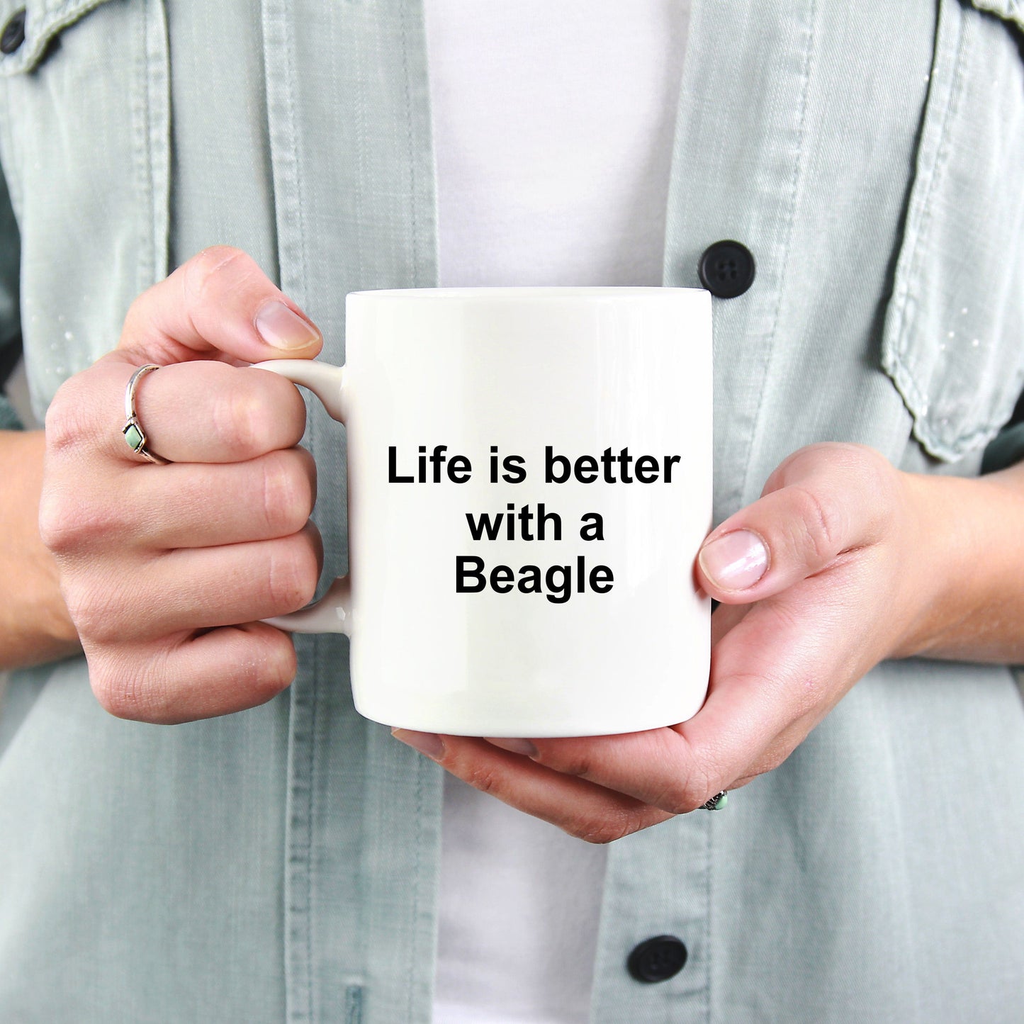 Beagle Dog Lover Gift Life is Better White Ceramic Coffee Mug