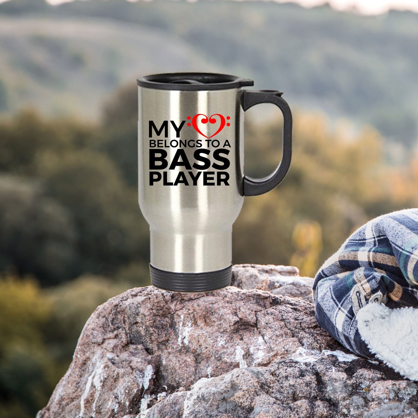 Bass Player Travel Mug - My Heart Belongs to a Bass Player