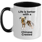 Chinese Crested Dog Owner Lover Funny Gift Therapist White Ceramic Coffee Mug