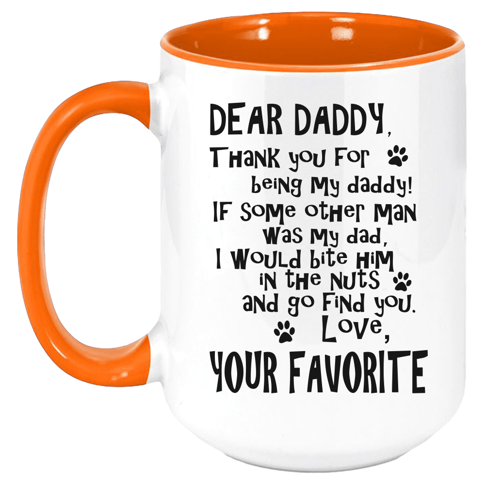 Funny Dog Daddy Two Tone Mug - Coffee Mug, White with Colored Inside and Handle