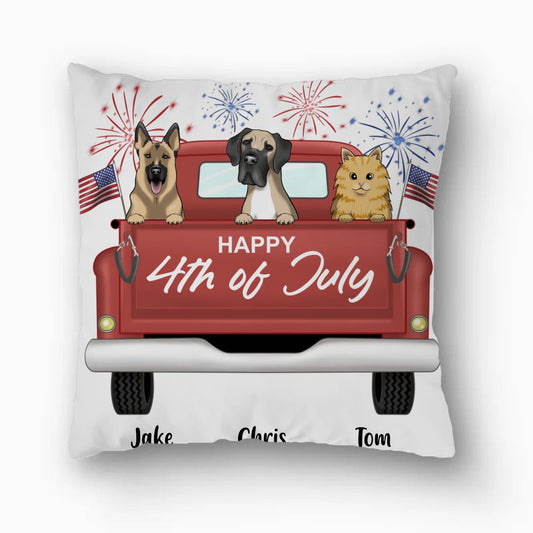 Custom Pet Fourth of July Large Square Pillow
