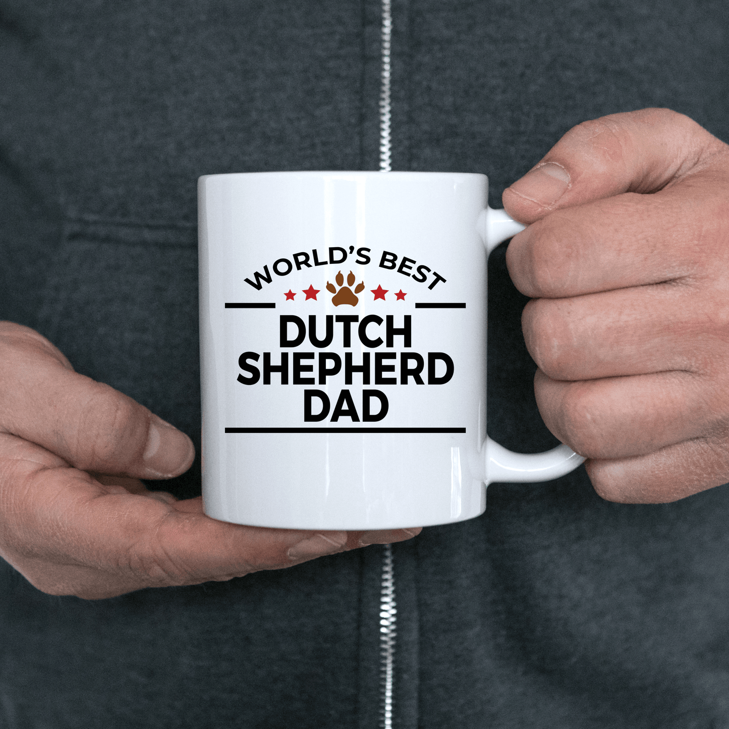 Dutch Shepherd Dog Lover Gift World's Best Dad Birthday Father's Day White Ceramic Coffee Mug
