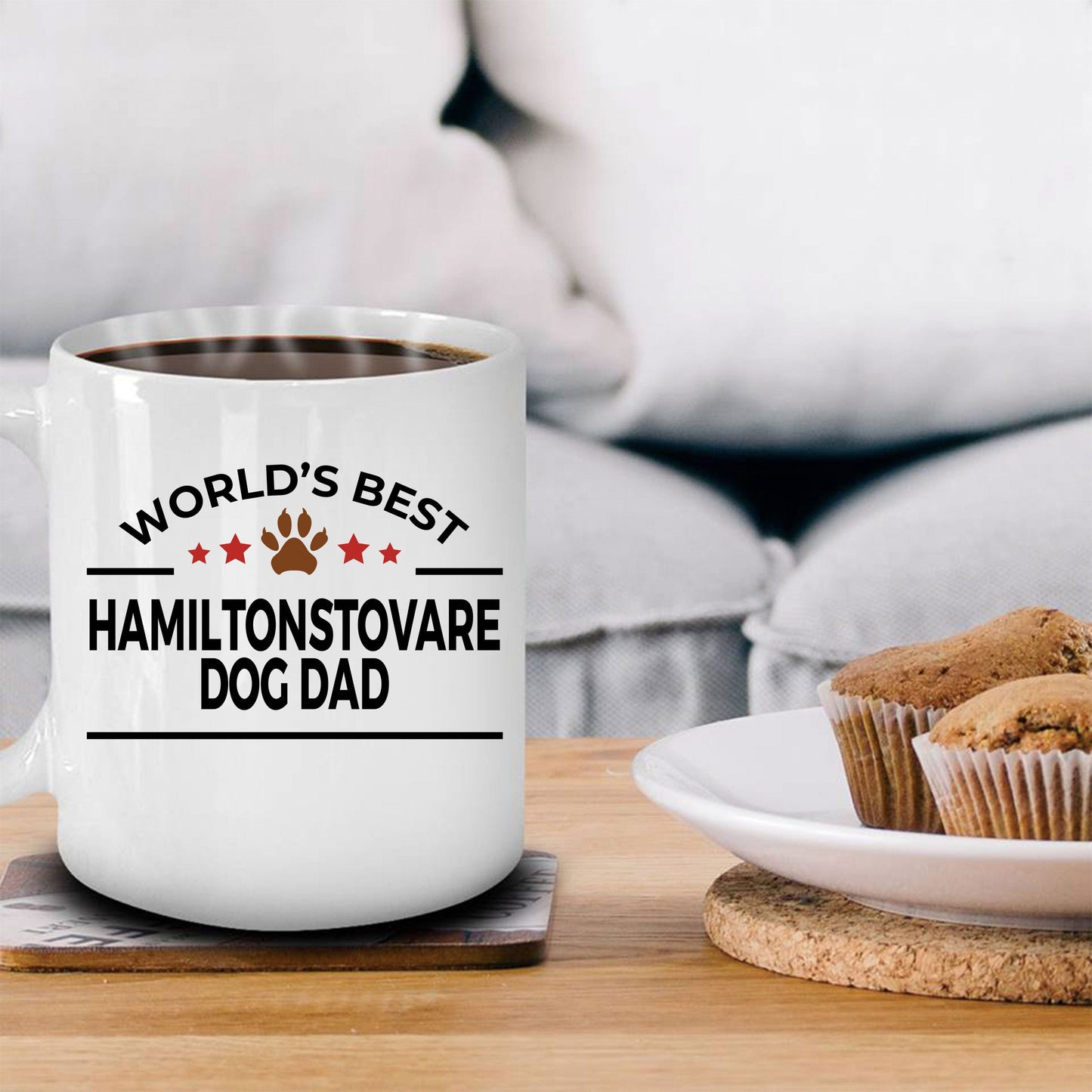 Hamiltonstovare Dog Lover Gift World's Best Dad Birthday Father's Day White Ceramic Coffee Mug