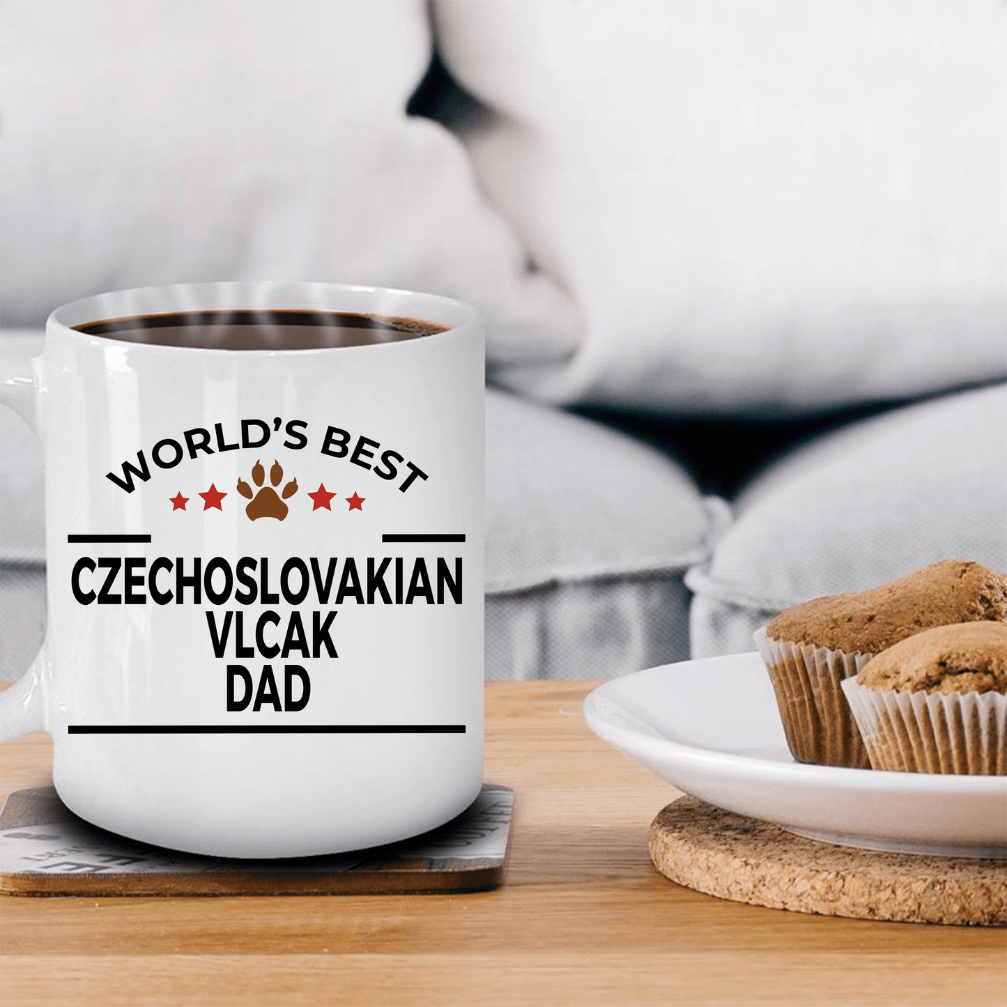 Czechoslovakian Vlcak Dog Lover Gift World's Best Dad Birthday Father's Day White Ceramic Coffee Mug