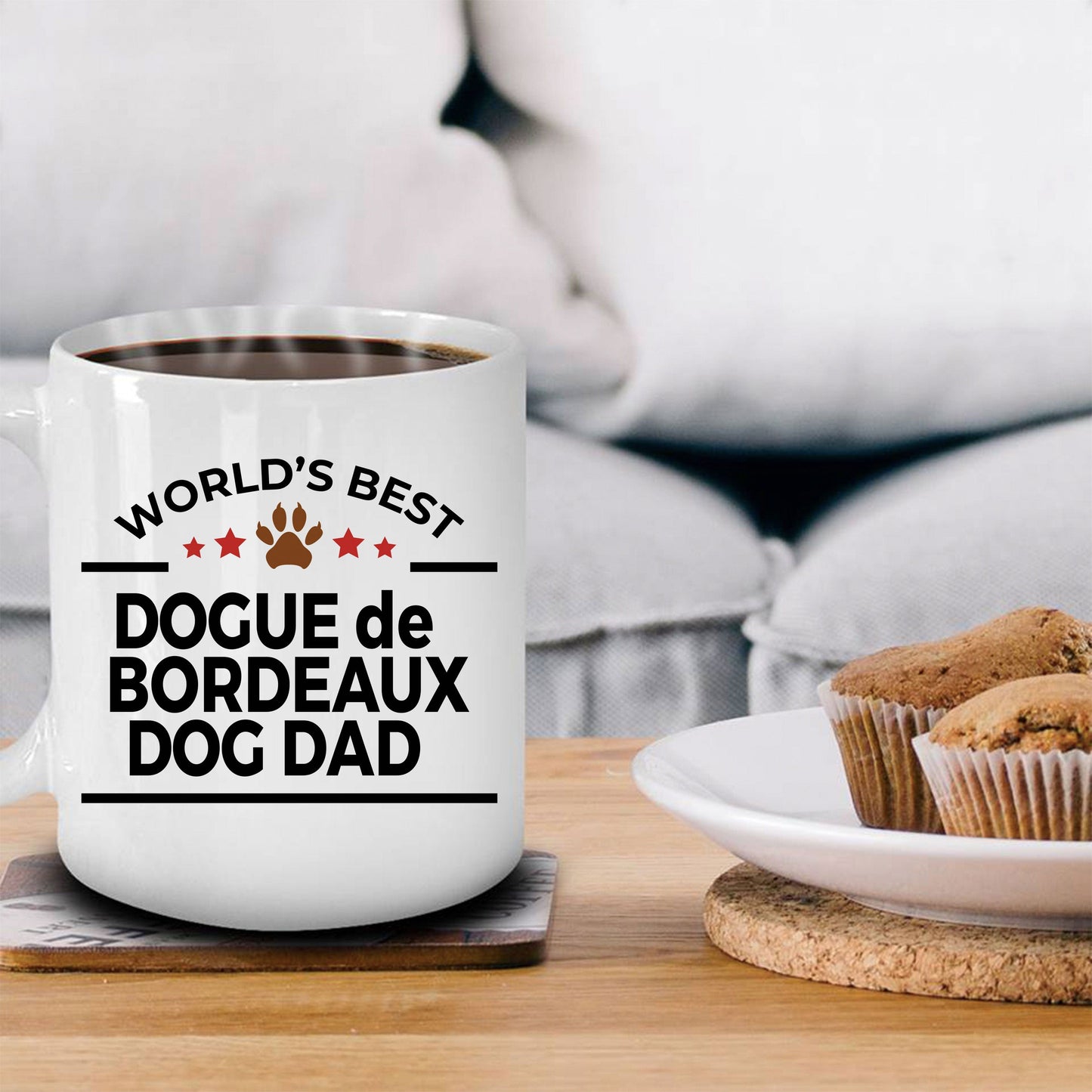Dougue de Bordeaux Dog Lover Gift World's Best Dad Birthday Father's Day White Ceramic Coffee Mug
