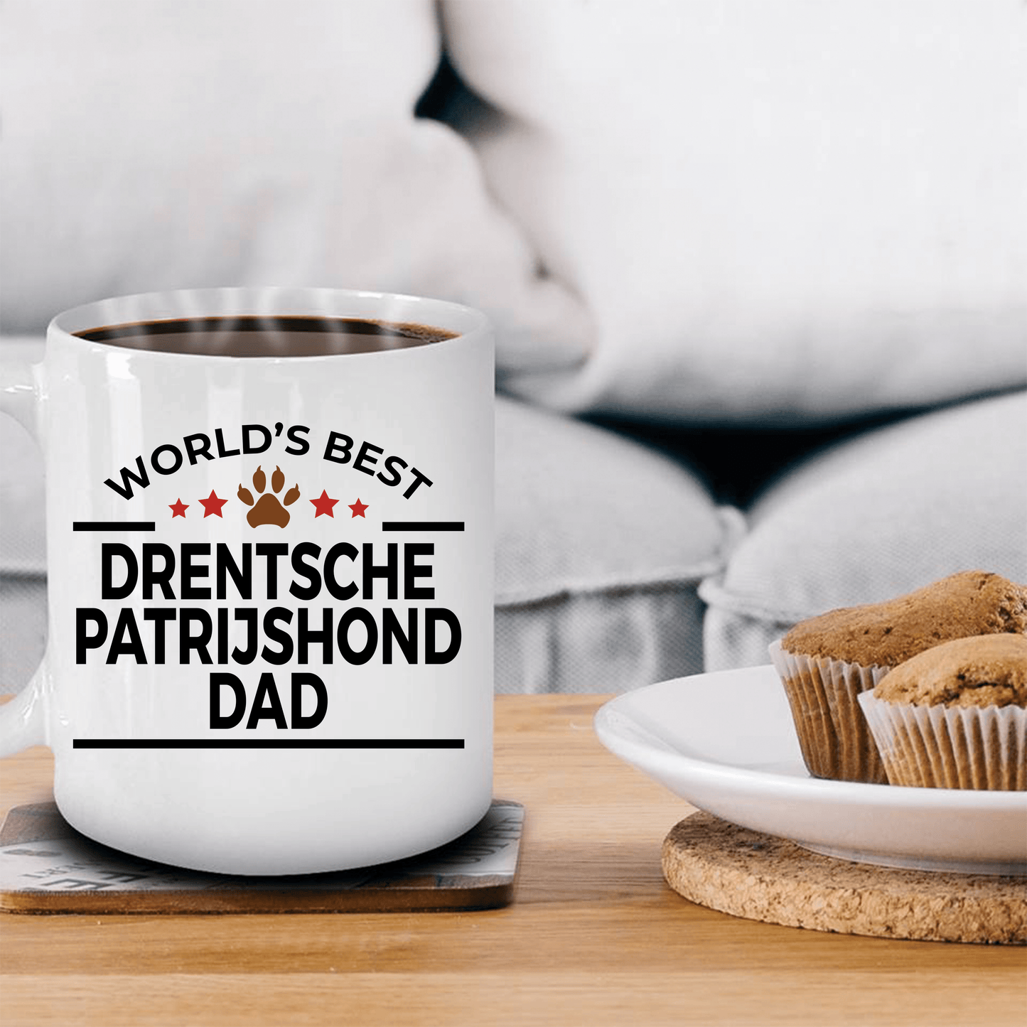 Drentsche Patrijshond Dog Lover Gift World's Best Dad Birthday Father's Day White Ceramic Coffee Mug