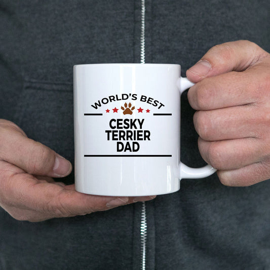 Cesky Terrier Dog Lover Gift World's Best Dad Birthday Father's Day White Ceramic Coffee Mug