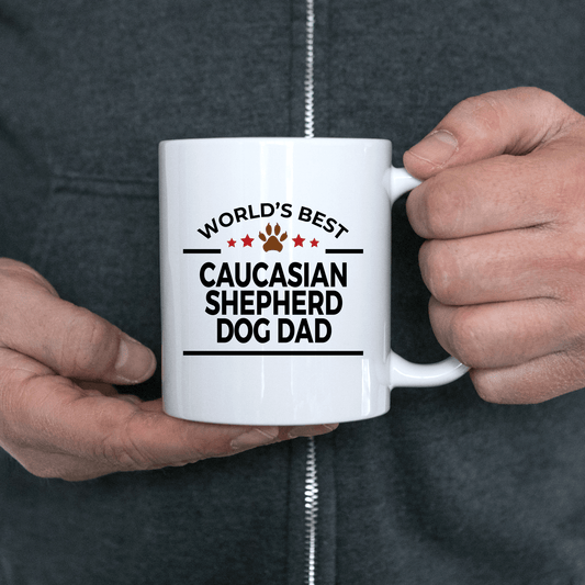 Caucasian Shepherd Dog Lover Gift World's Best Dad Birthday Father's Day White Ceramic Coffee Mug