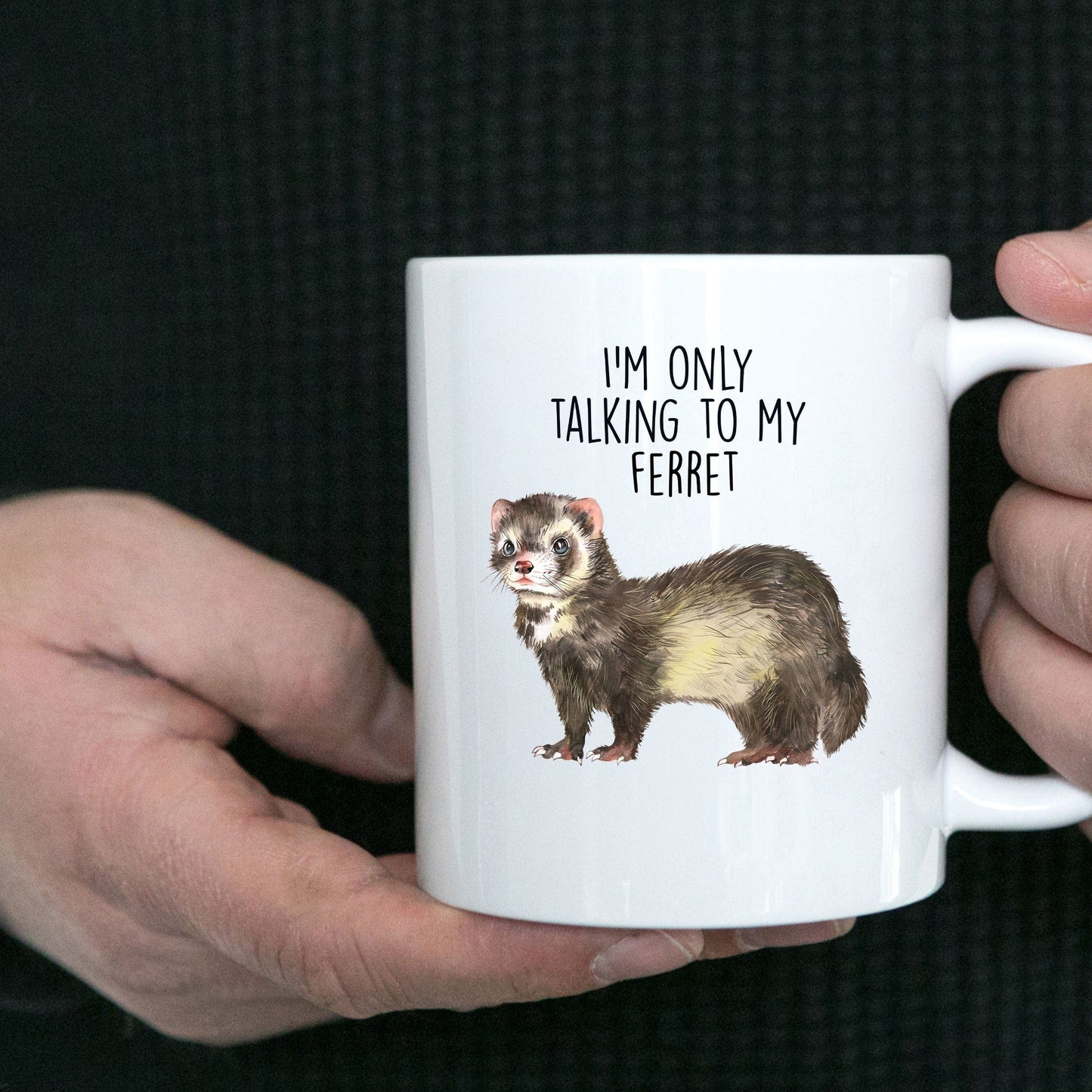 Funny Ferret Custom Ceramic Coffee Mug - I'm Only Talking To My Ferret