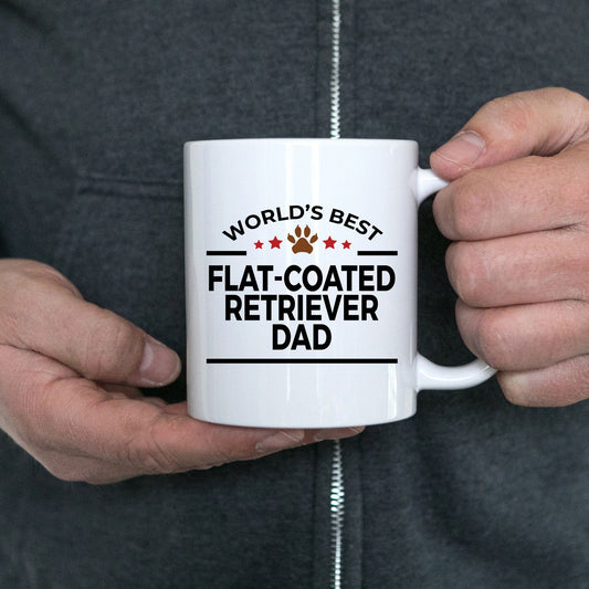 Flat-Coated Retriever Dog Lover Gift World's Best Dad Birthday Father's Day White Ceramic Coffee Mug