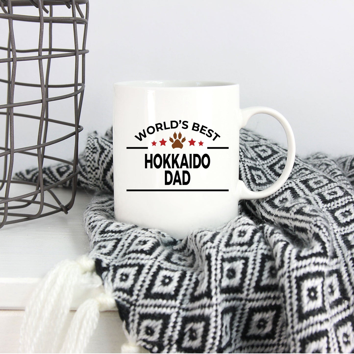 Hokkaido Dog Lover Gift World's Best Dad Birthday Father's Day White Ceramic Coffee Mug