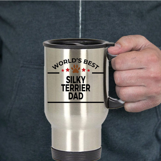 Silky Terrier Dog Dad Travel Coffee Mug