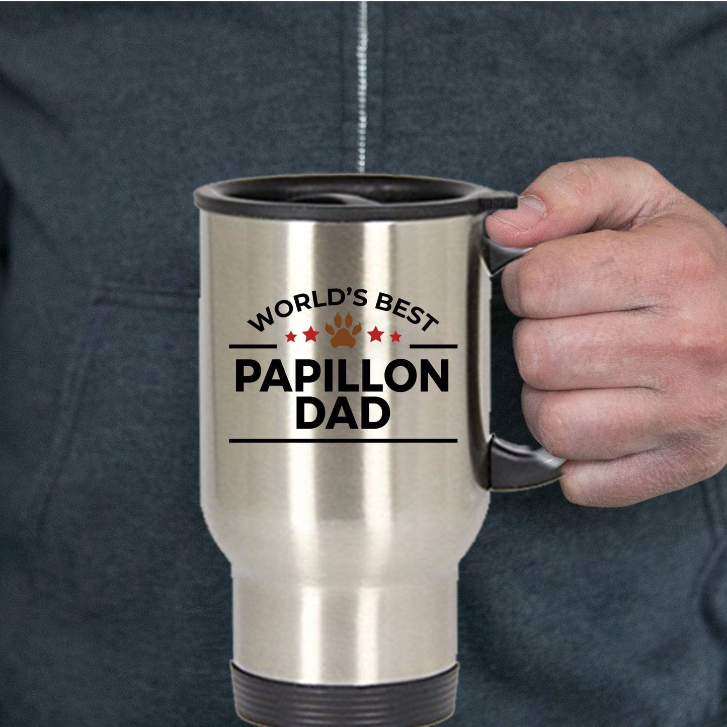 Papillon Dog Dad Travel Coffee Mug