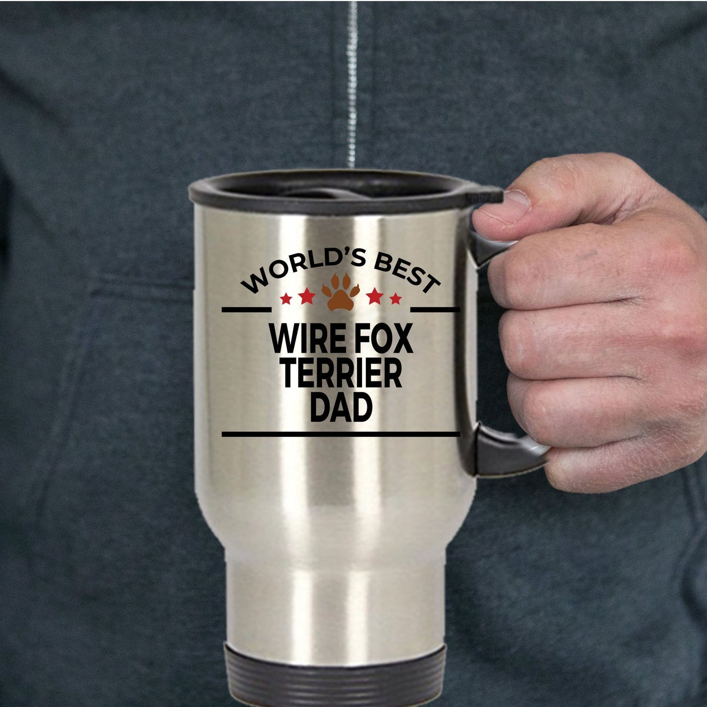 Wire Fox Terrier Dog Dad Travel Coffee Mug