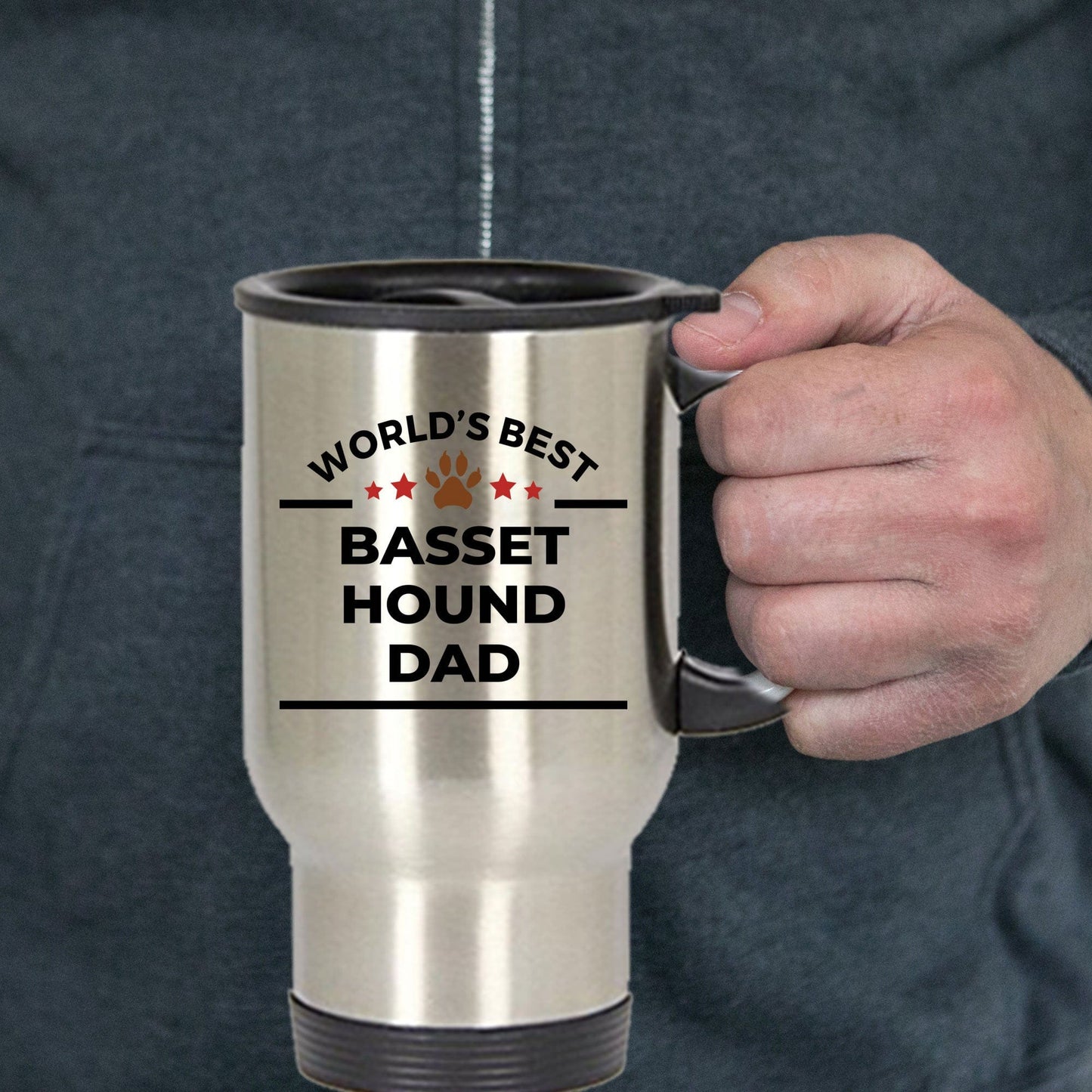 Basset Hound Dog Dad Travel Coffee Mug