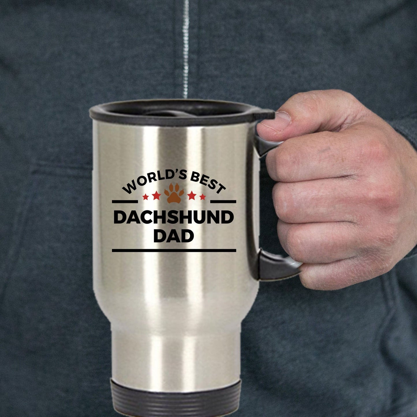 Dachshund Dog Lover Gift World's Best Dad Birthday Father's Day Stainless Steel Travel Coffee Mug