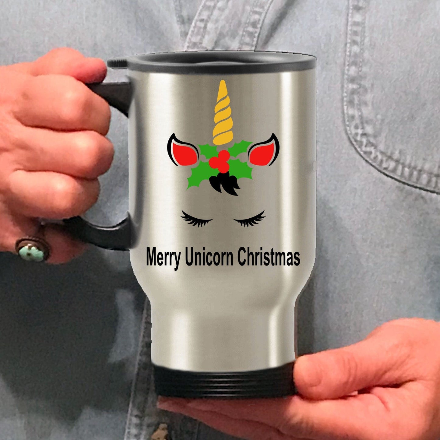 Unicorn Christmas Travel Tumbler Mug