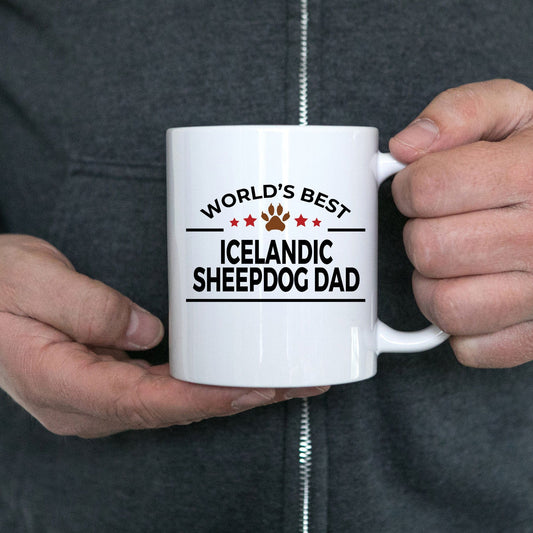 Icelandic Sheepdog Lover Gift World's Best Dad Birthday Father's Day White Ceramic Coffee Mug