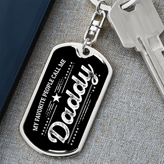 Gift for Father Military Style Dog Tag Key Chain Personalized