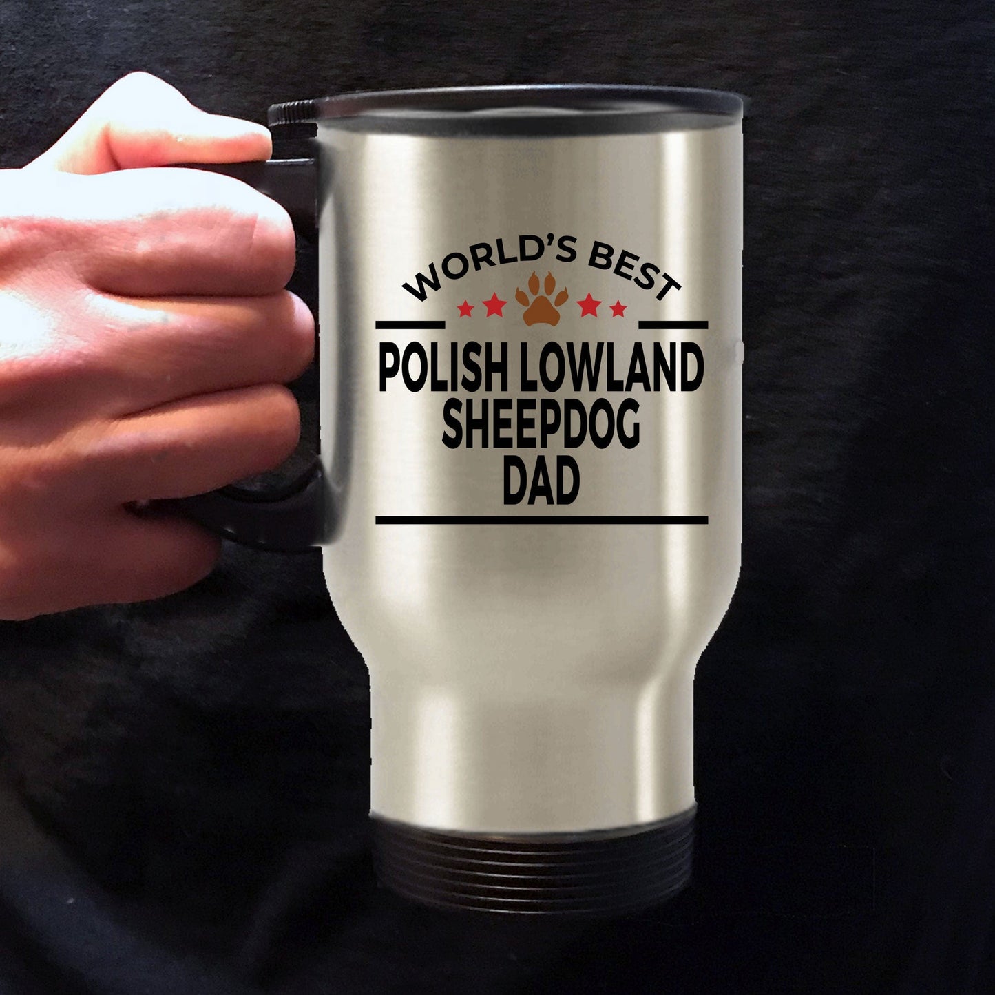 Polish Lowland Sheepdog Dog Dad Travel Coffee Mug