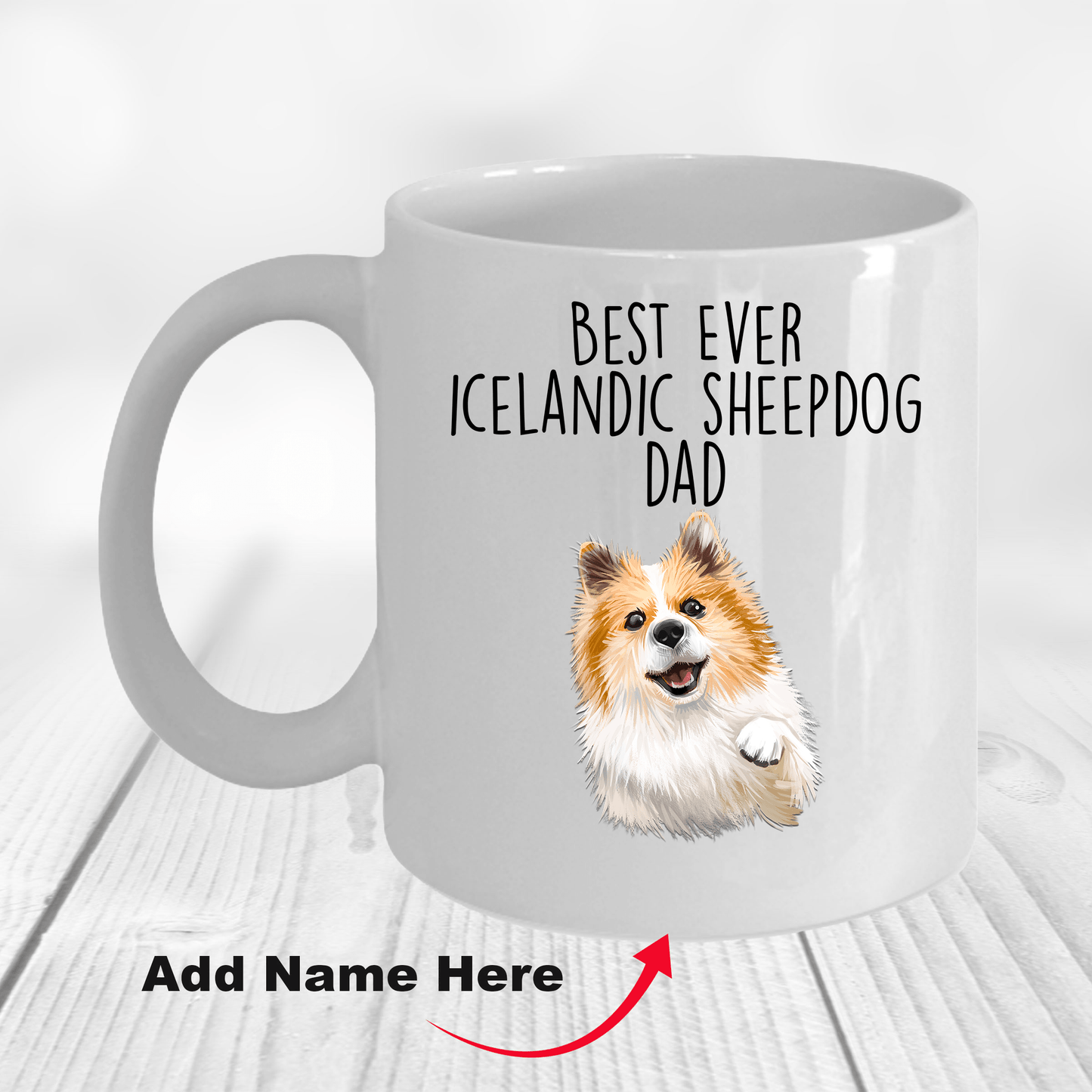 Icelandic Sheepdog World's Best Dog Dad Ceramic Coffee Mug