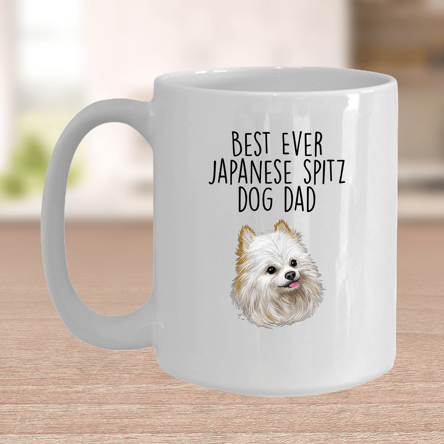 Japanese Spitz World's Best Dog Dad Ceramic Coffee Mug