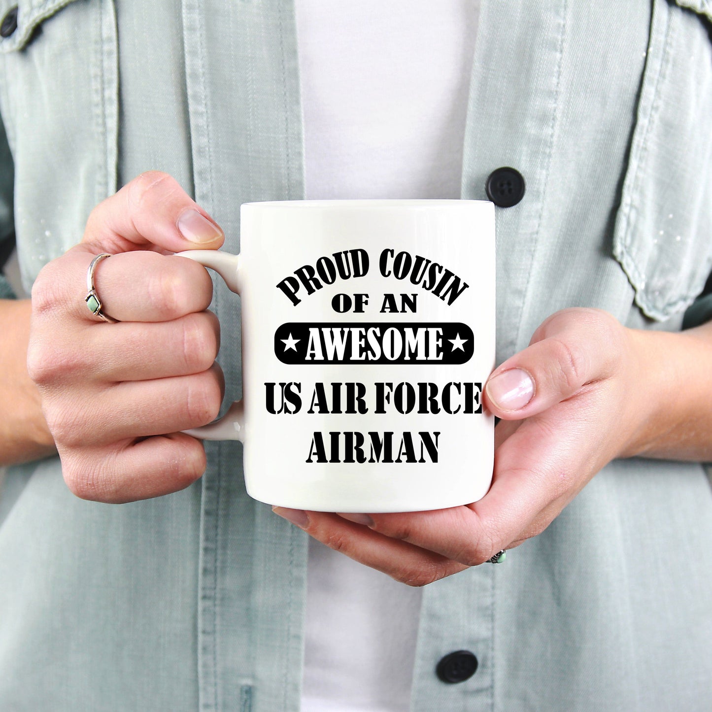 US Air Force Airman Proud Cousin Coffee mug