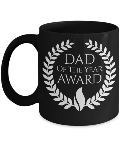 Dad of the Year Award Black Ceramic Mug