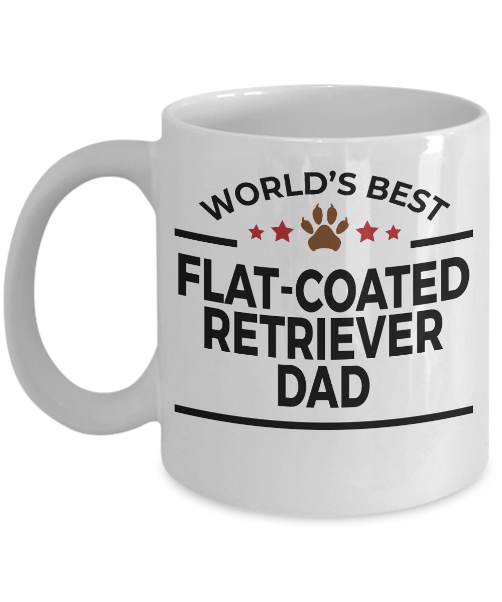 Flat-Coated Retriever Dog Lover Gift World's Best Dad Birthday Father's Day White Ceramic Coffee Mug
