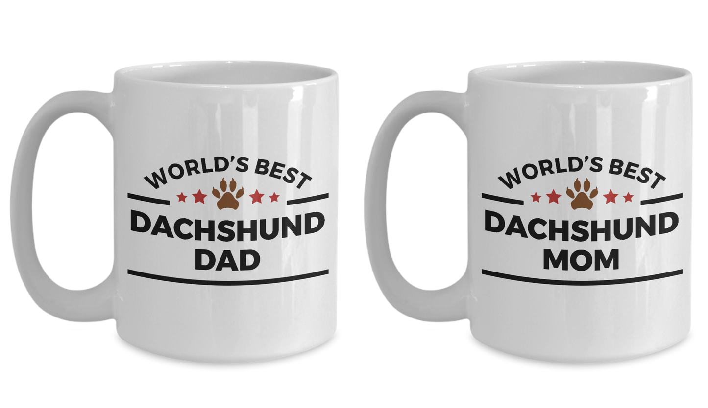World's Best Dachshund Dad and Mom Couple Ceramic Mug - Set of 2 His and Hers