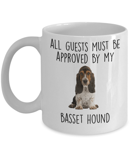 Funny Basset Hound Dog Custom Ceramic Coffee Mug - Guests Must be Approved