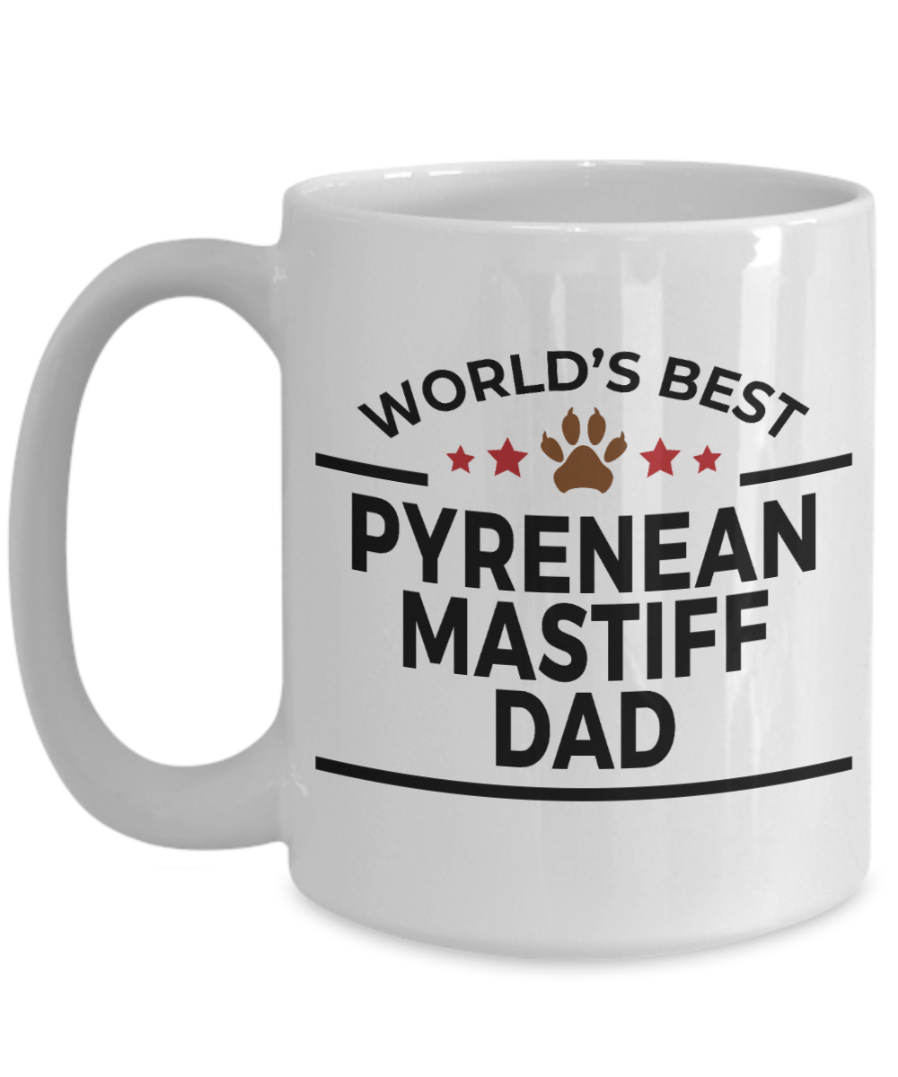 Pyrenean Mastiff Dog Lover Gift World's Best Dad Birthday Father's Day White Ceramic Coffee Mug