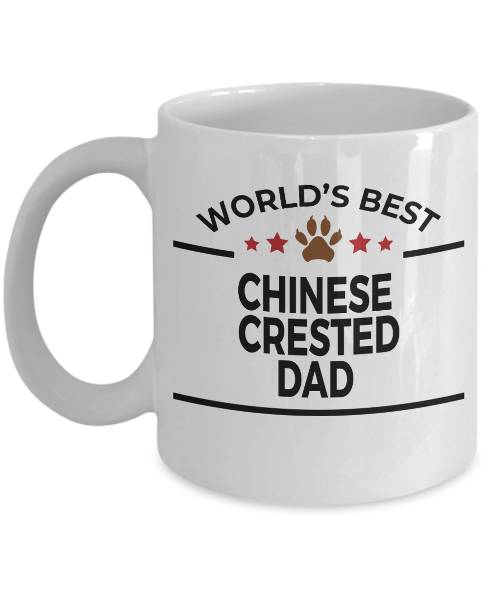 Chinese Crested Dog Lover Gift World's Best Dad Birthday Father's Day White Ceramic Coffee Mug