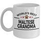 Maltese Dog Lover Gift World's Best Grandma Birthday Mother's Day White Ceramic Coffee Mug