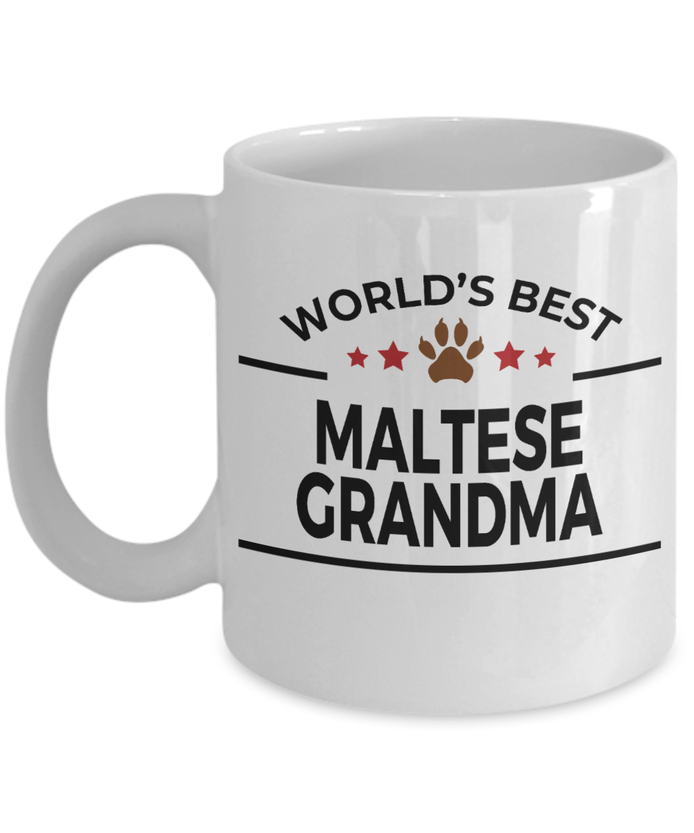Maltese Dog Lover Gift World's Best Grandma Birthday Mother's Day White Ceramic Coffee Mug