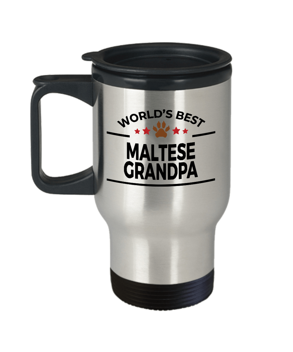 Maltese Dog Grandpa Travel Coffee Mug