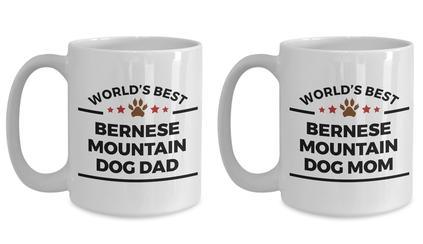Bernese Mountain Dog Dad and Mom Coffee Mug Set of 2