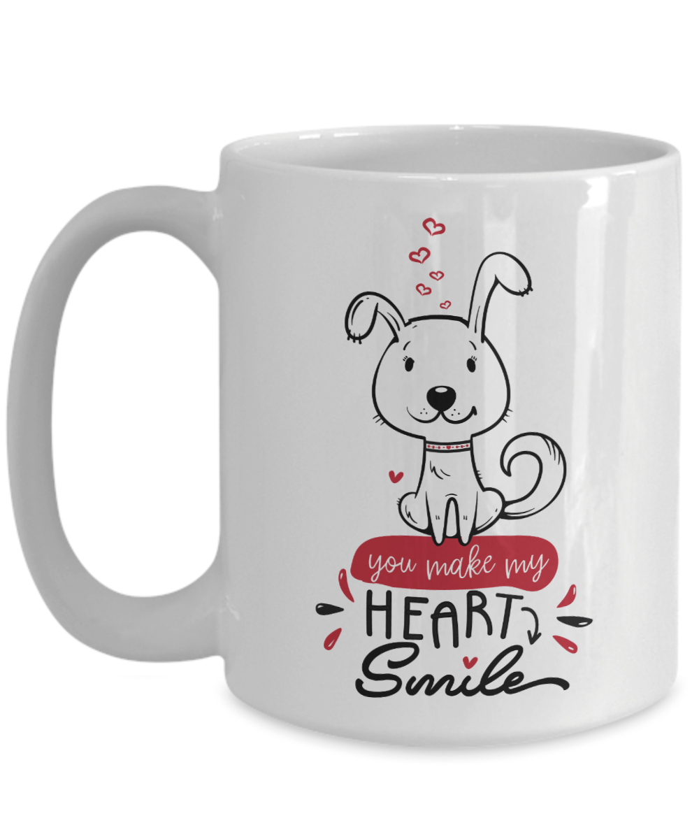 You Make My Heart Smile Cute Valentine Puppy Mug